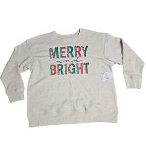 Christmas Merry and Bright Long Sleeve Eco-Friendly Pullover Sweatshirt